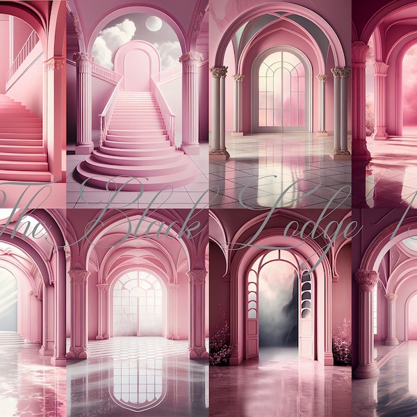 Dreamy Pink Digital Backgrounds for Photograhers