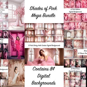 Mega Bundle Pink Digital Backgrounds Pink Backdrops x 84