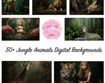 50+ Jungle Animals Backgrounds  Digital Backgrounds for Photographers - Instant Download