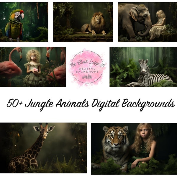 50+ Jungle Animals Backgrounds  Digital Backgrounds for Photographers - Instant Download