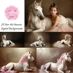 25 Fine-art Unicorns Digital Backdrops - Children&#39;s backdrops, Maternity Photography