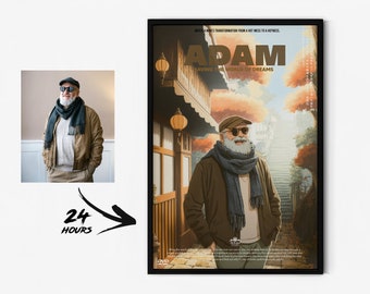 Poster personnalisé de portrait d'anime | Cadeau style Studio Ghibli (fichier numérique ou impression)