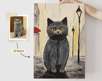 Custom watercolor painting of your pet from photo in 24 hours! | Custom dog or cat poster