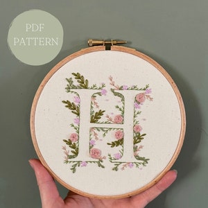 Pretty ‘H’ embroidery PDF pattern