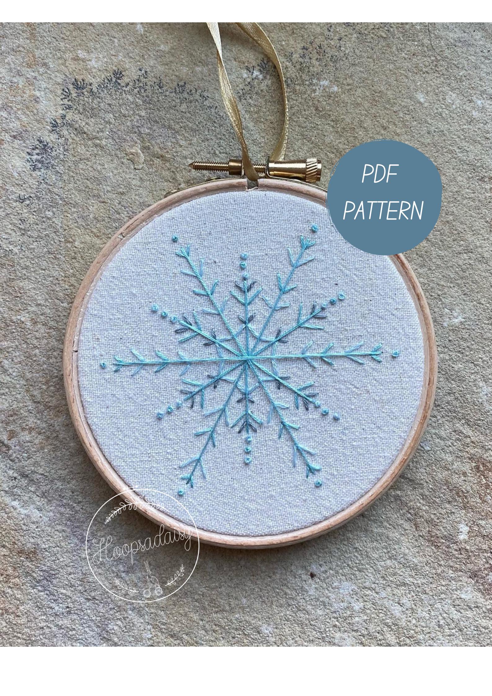 Snowflake PDF Embroidery Pattern, Delicate Snowflake Embroidery Pattern ...