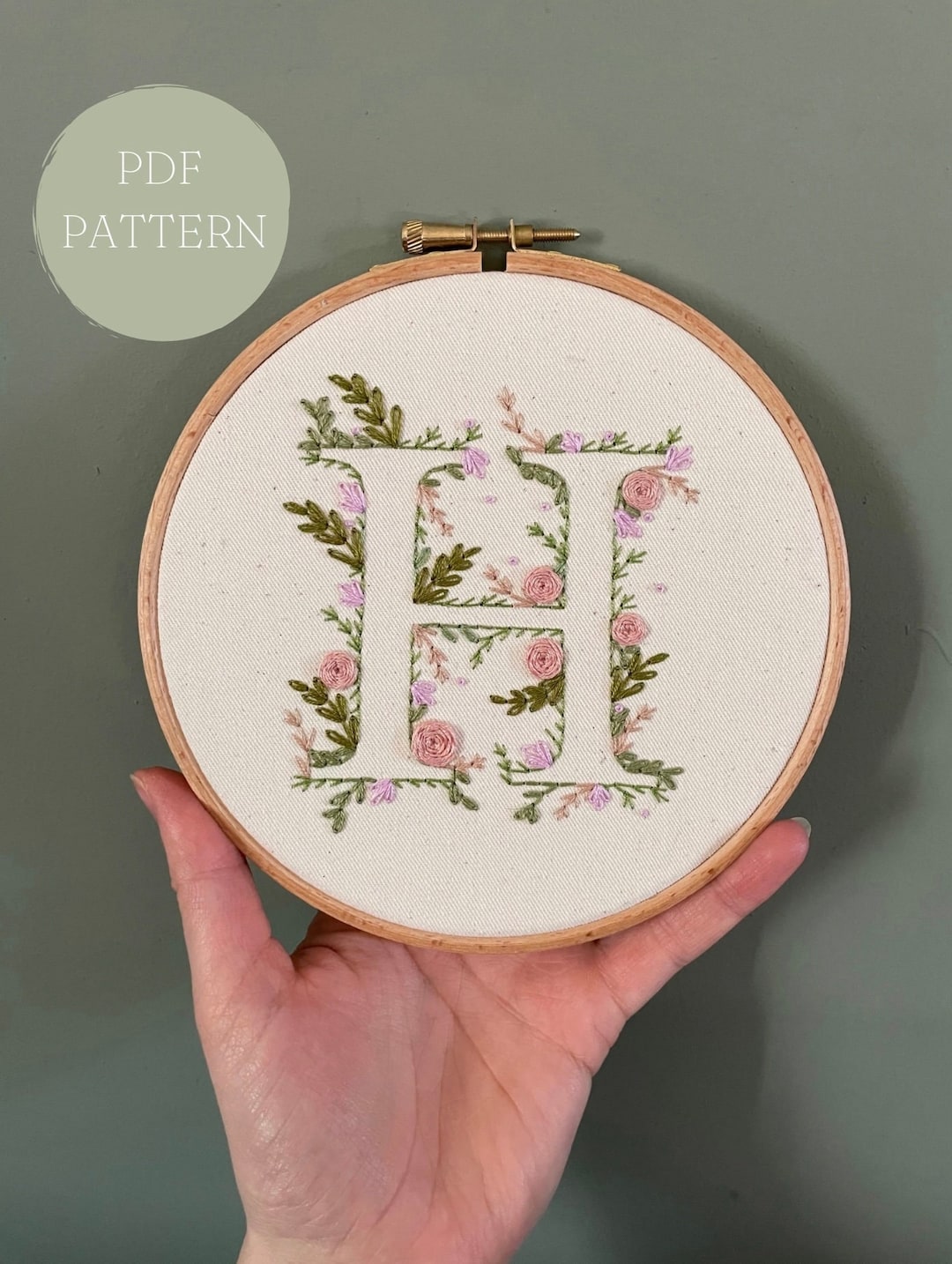 Pretty ‘H’ Embroidery PDF Pattern - Etsy