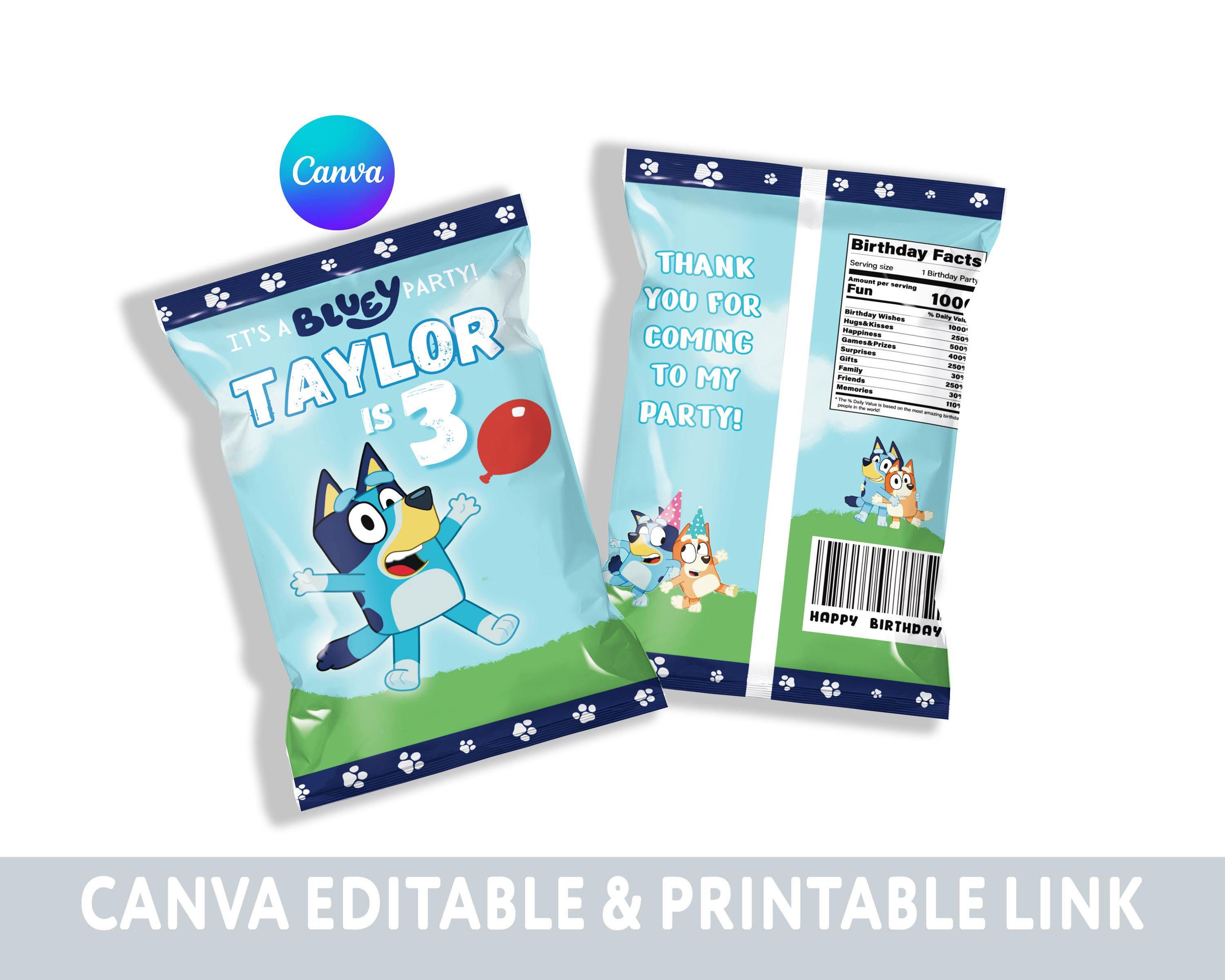 Editable Blue Dog Party Set