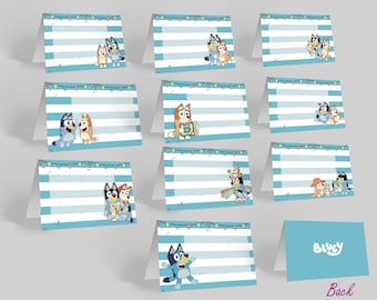 10 tarjetas diferentes de comida para fiesta de cumpleaños para niños, etiqueta de comida para decoración de fiesta de niña o niño, recuerdo de suministros de fiesta, tarjeta de centro de lugar