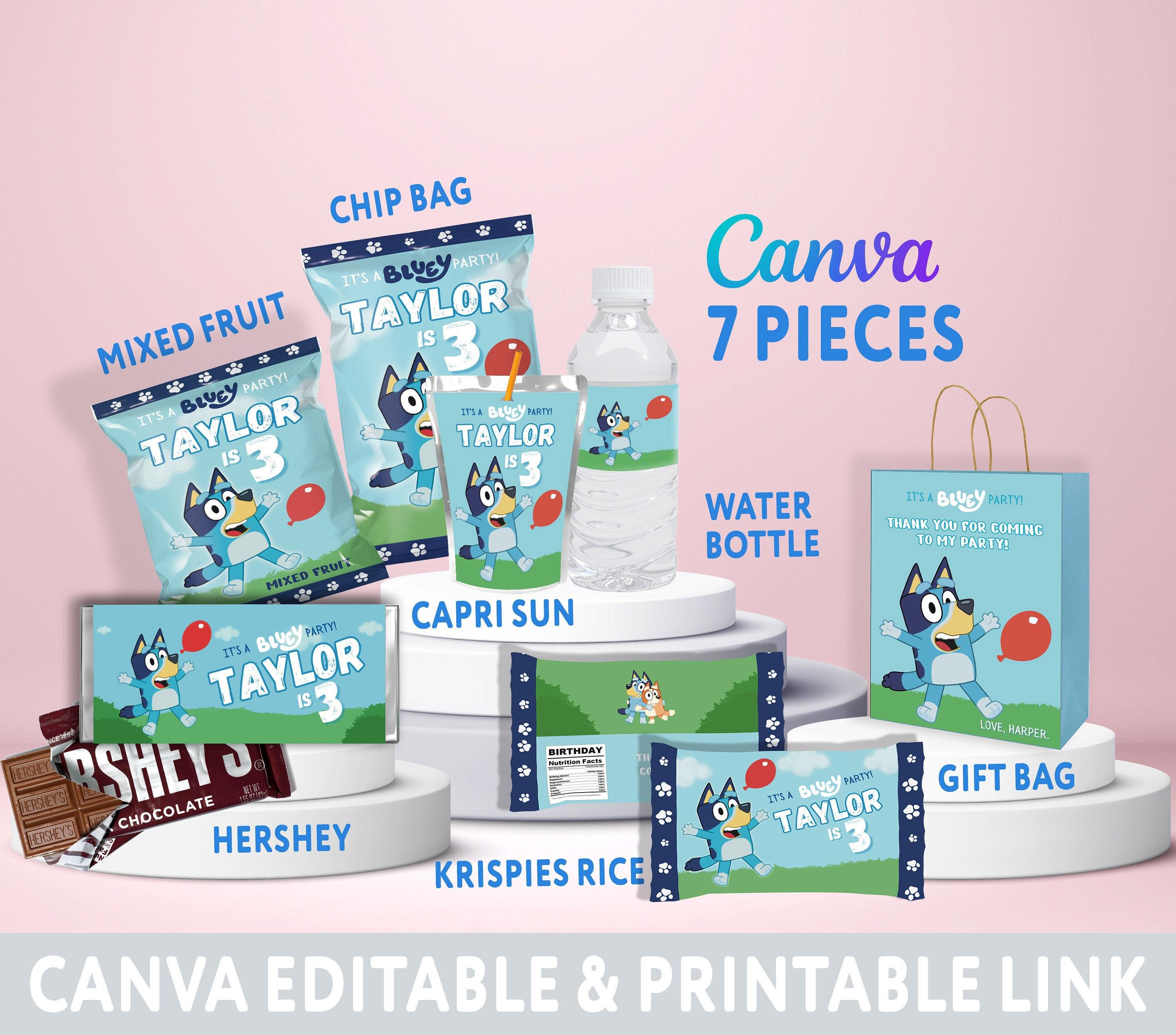 Editable Blue Dog Party Set