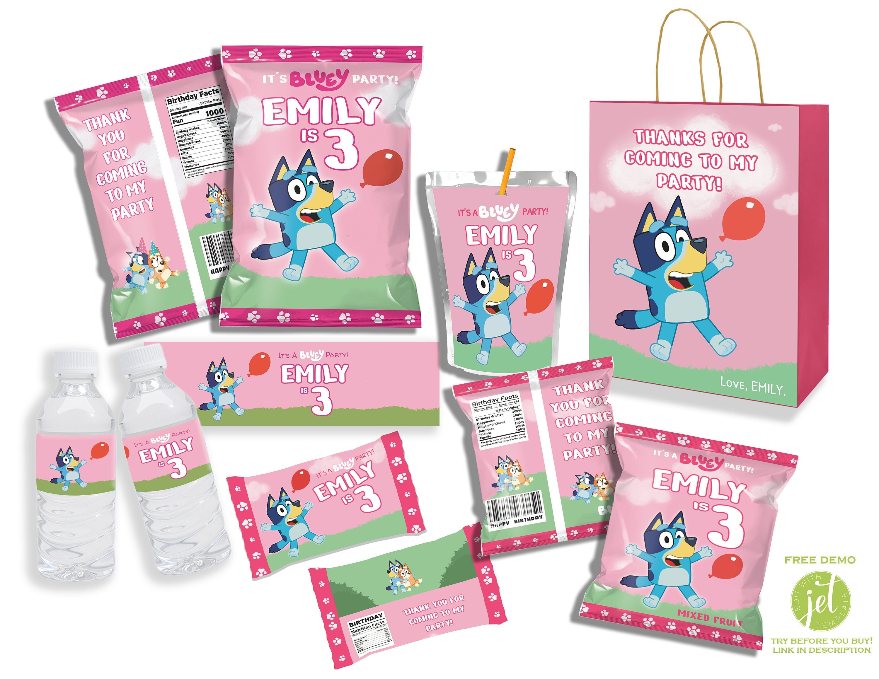 Editable Kids Party Label Kit