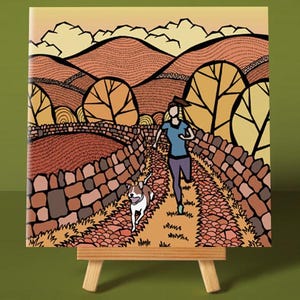 Route de campagne - carte de voeux | Course à pied | Montagnes | Fells | Illustration