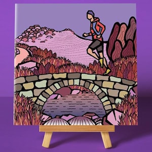 Higger Tor Ascent - Cartão de felicitações | Corrida | Montanhas | Fells | Ilustração
