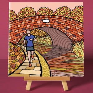 Canal Towpath - Kartka z pozdrowieniami | Bieganie | Kanał | Jesień | Ilustracja