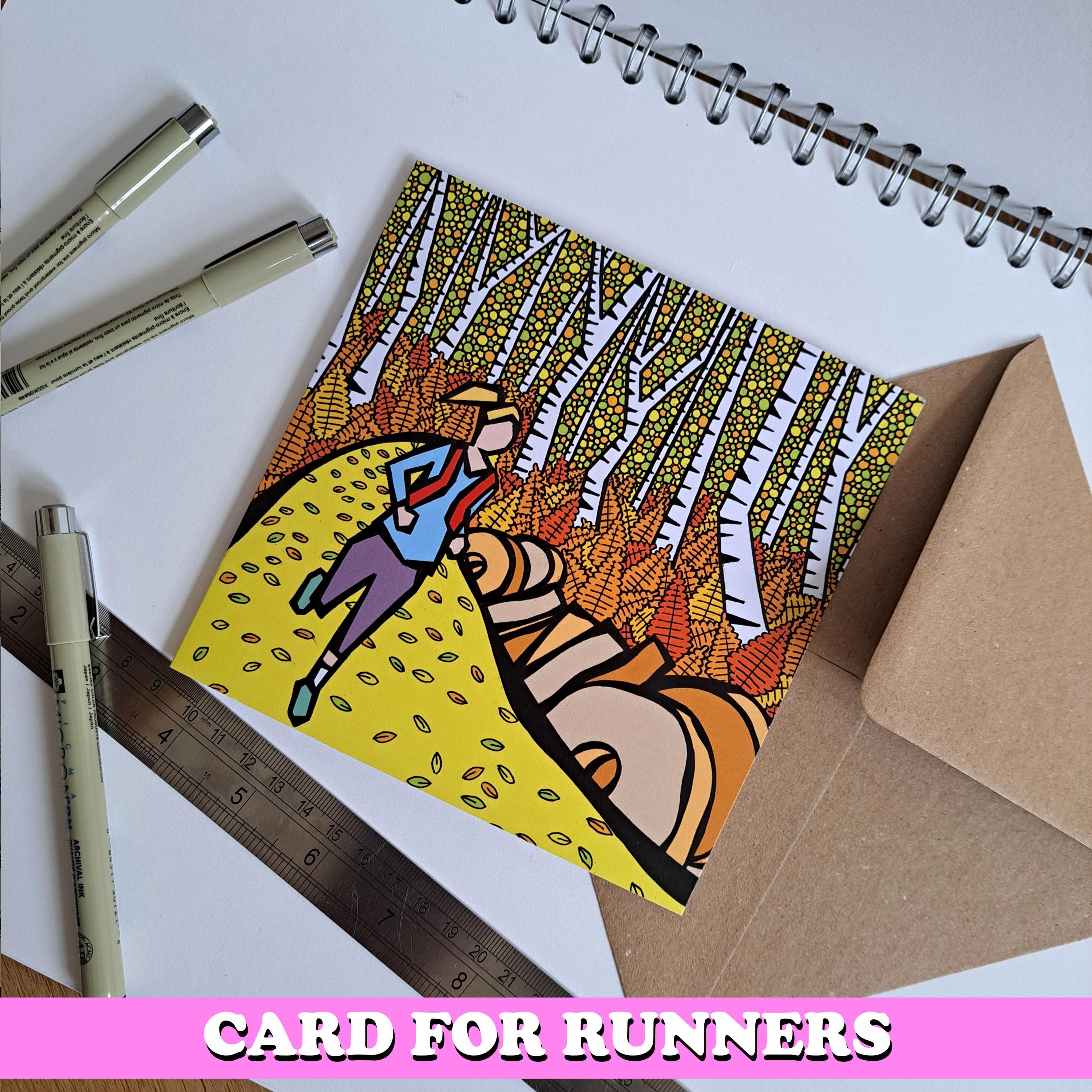 Running Birthday Card | Trail Runner Gift | Card for Runners - 'birch ...