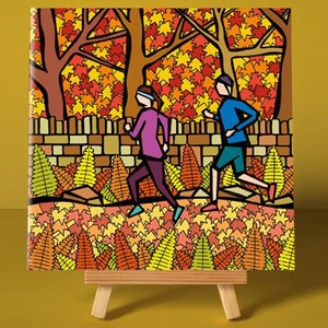 Feuilles d'automne - Carte de voeux | Course à pied | Automne | Peak District | Illustration