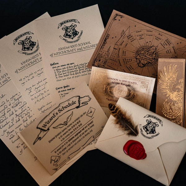 Personalized Acceptance  Letter, Wax-Sealed Envelope, Spells & Extras