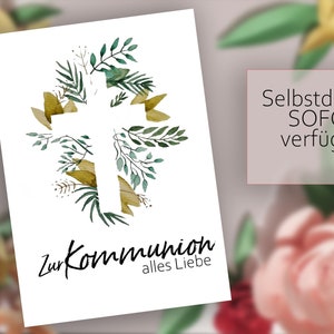 Kommunion Karte Aquarell Selbstausdruck