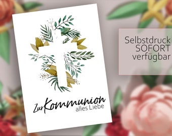 Kommunion Karte Aquarell Selbstausdruck