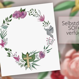 Deco wreath watercolor for self-printing