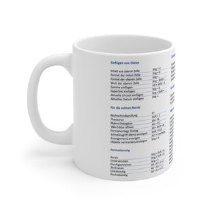 Excel Tasse mit den wichtigsten Tastenkombinationen Shortcuts Schreibtisch Accessoire Geschenk Büro Firma Steuer und Buchhaltung Berater imagem 1