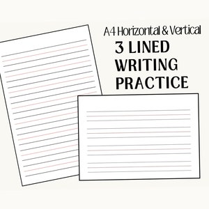 A4 Handschrift Übungspapier - Druckbare leere linierte Blätter zur Schreibentwicklung, Kinder Schreibübungs-Arbeitsblätter, sofortiger Download