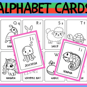 Alphabet Flash Cards, Preschool Educational Learning Materials, ABC Flash Cards, ABC Printable Picture Flash cards, Printable Alphabet Card