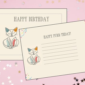 Funny Birthday Card, Unique Greeting Card for Cat Lovers- 'Happy Purr-thday!, Katzen-Grußkarte zum Geburtstag - Mit Liebe gemacht, Printable
