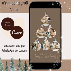 Animierte E-Card Digitale Grußkarte Weihnachten zum Bearbeiten und Versenden mit WhatsApp Weihnachtskugel Weihnachtsvideo