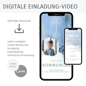 Tarjeta Electrónica Invitación Digital Comunión Personalizable para editar y enviar con WhatsApp Tarjeta de Invitación Niño Video Comunión