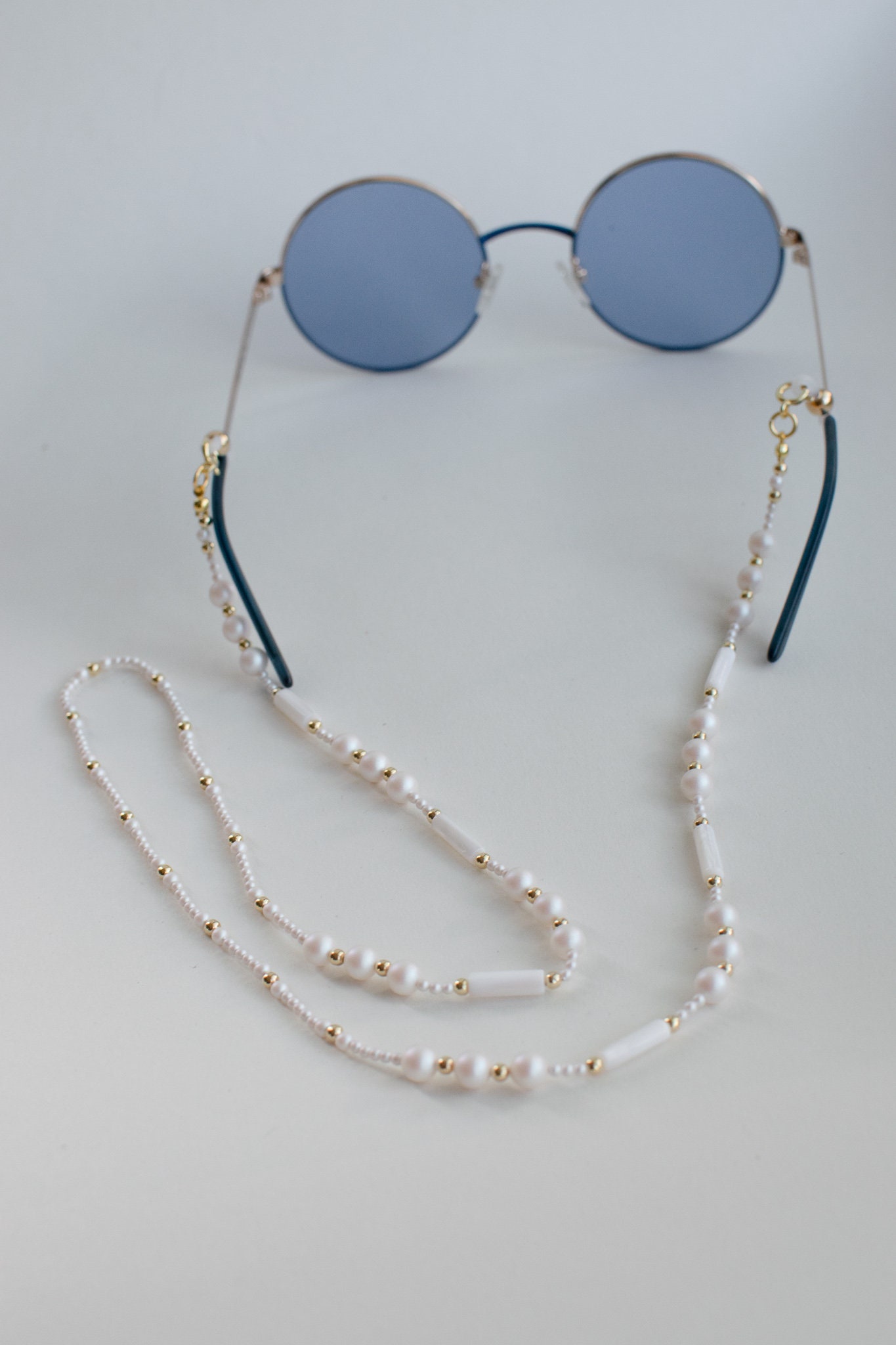 White Pearl Glasses Chain and Gold Silver Beads Sunglasses Chain Eyewear  Jewellery accessory