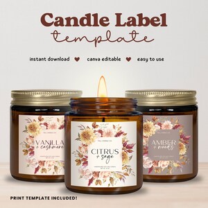 Fall Custom Candle Label Sticker Template, Personalized Candle Label, Fall Candle Label Template Editable, Custom Fall Candle