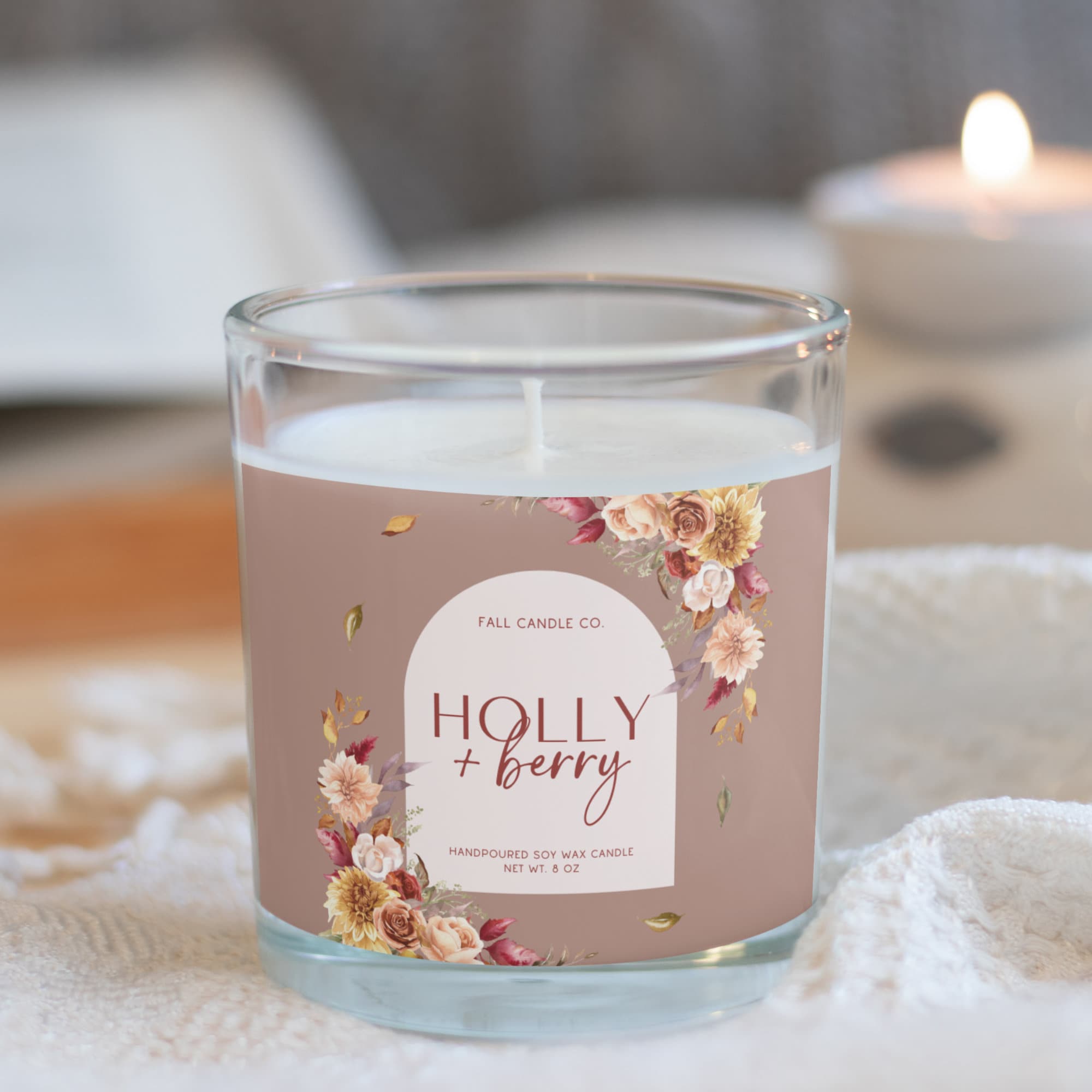 Fall Custom Candle Label Sticker Template, Personalized Fall Candle