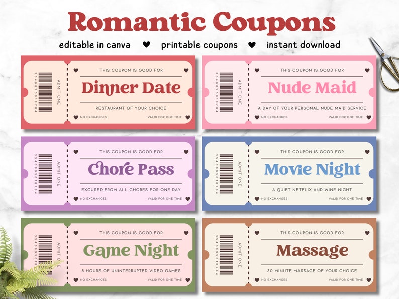 Printable Coupon Template for Him Husband Father Love Coupon Book Printable Coupon Template for Him Husband Father Love Coupon Book