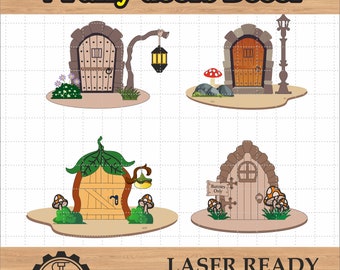 Fedörr och tillbehör SVG-paket laserskurna filer, fedörrar, laserskuren fil. design med två lager. SVG laserskuren, omedelbar nedladdning