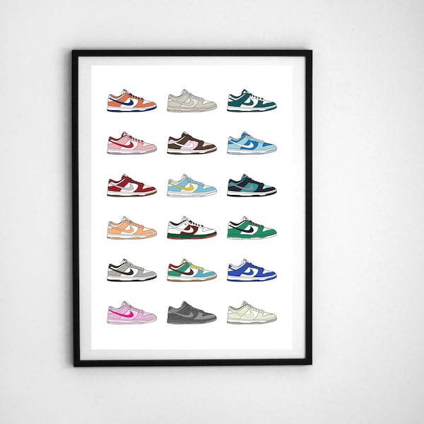 Nike Dunk sneakers poster, kunst aan de muur, downloaden