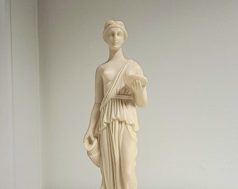 1960s FARO Santini Italian Resin Ivory Effect Greek Goddess Figurine Hebe Luventas Goddess of Youth