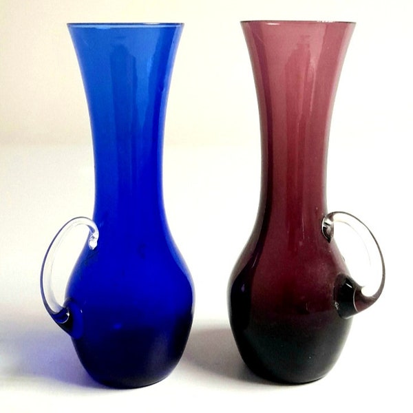 1960s Pair of Italian Blown Glass Liqueur Shot Aperitif Glasses Applied Handle  Rare
