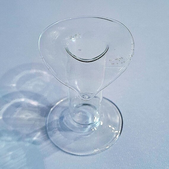 1980s Suffolk Studio Miniature Blown Glass Vase With Blue Flower