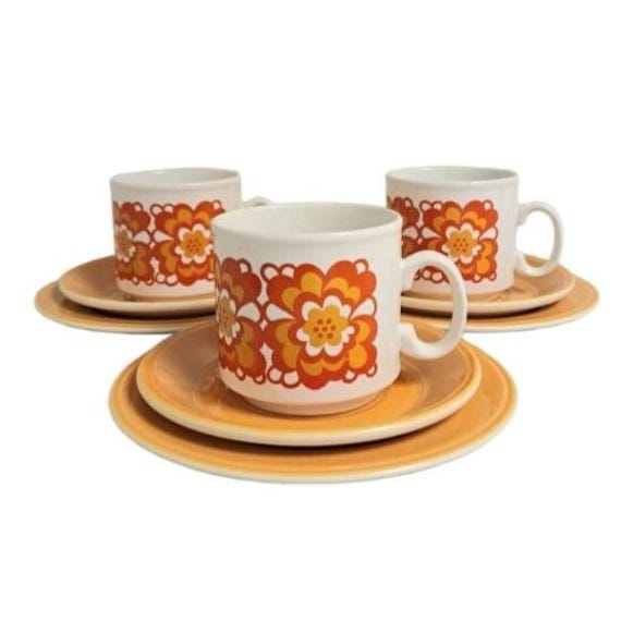 1960s Staffordshire Potteries Ironstone Elayne Fallon Orange 