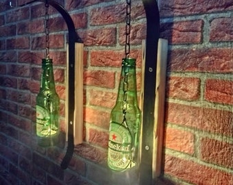 Pair of 2 beer bottles candle style