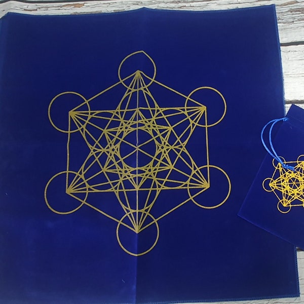 Metatrons Cube Tarot Pouch and Reading Cloth set, Tarot, Oracle, Angel cards