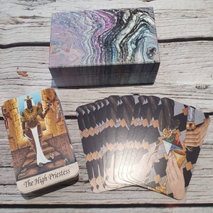Handbemalte Tarot Kartenbox, Tarot Aufbewahrung, Altar Artikel &quot;Achat Shimmer&quot;