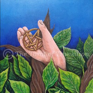 Ace of Pentacles, original acrylic painting on canvas - Tarot Card artwork