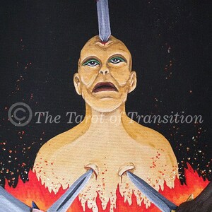 Three of Swords, original acrylic painting on canvas - Tarot Card artwork