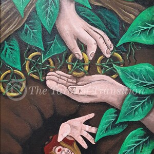 Four of Pentacles, original acrylic painting on canvas - Tarot Card artwork
