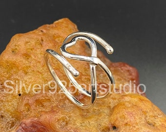 Heart Shape Wire Wrapped Ring, 925 Sterling Silver Ring, Chunky Ring, Silver Heart Wire Ring, Mini Ring, Gift For Her,Trending designer Ring