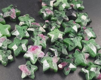 Naturliga Rubin-Zoisit Stjärnpärlor 11-13 mm, Facetterad Snidad Stjärnbriolet, Lösa Ädelstenspärlor, Smyckestillverkningstillbehör, Läkande Gåva till Henne