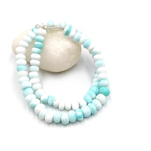 Sky Blue Opal Rondelle Beads Necklace • 7–9 mm Candy Opal • Handmade Gemstone Choker • AAA Quality • Healing Crystal Jewelry • Gift For Her