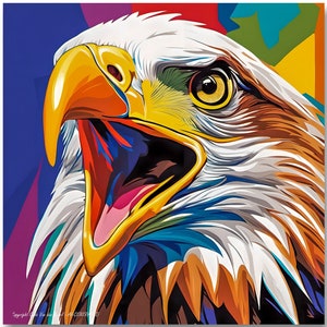 Eagle - series of colorful animals - nod to A. Gaudi - AI-generated - digital art, unique, Instant download