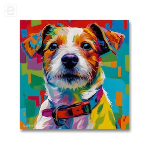 DIGITAL ART - Jack Russel Terriër - reeks kleurrijke dieren - Gaudi & A. Warhol stijl - geschenk - AI - Instant download - decoratie